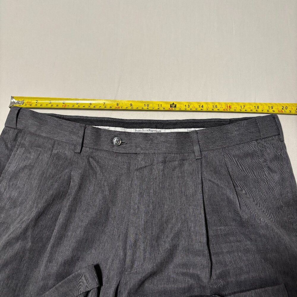 Perry Ellis Portfolio Dress Pants‎ 38x30 Heather Gray Pleated Cuffed Classic Fit - Picture 8 of 10